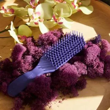 Purple Detangler Brush by Felicia Leatherwood - For Kinky, Curly, Wavy 4c or Straight Hair - Tame Your Tangles Smooth Your Coils - Pain Free for All Ages