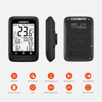 COOSPO GPS Bike Computer with Bluetooth and Backlight Feature