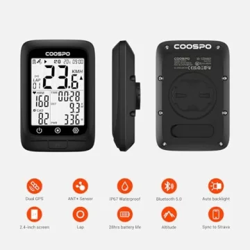 COOSPO GPS Bike Computer with Bluetooth and Backlight Feature