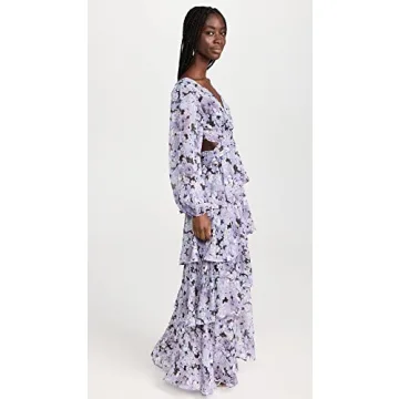 ASTR the label Anora Dress, Black Purple Floral