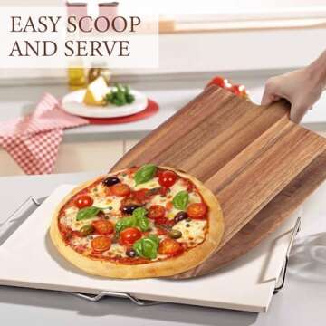 LotFancy Pizza Peel 12 inch, Acacia Wood Pizza Spatula Paddle, Pizza Cutting Board with Handle, 17?...