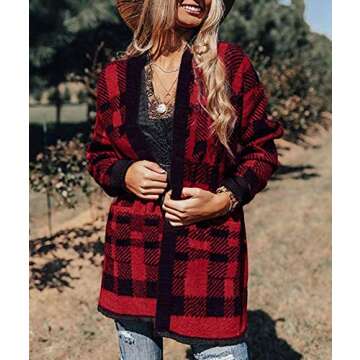 ZESICA Women's 2024 Fall Winter Long Sleeves Open Front Leopard Print Knitted Sweater Cardigan Coat ...