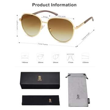 SOJOS Retro Trendy Aviator Sunglasses Women Men 90s Vintage Glasses Stylish Sunglasses SJ1216,(Gold/Brown/Brown)