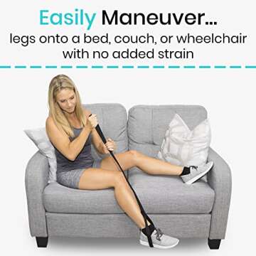 Vive Leg Lifter Strap (44 Inch) - Rigid Foot Loop for Easy Mobility
