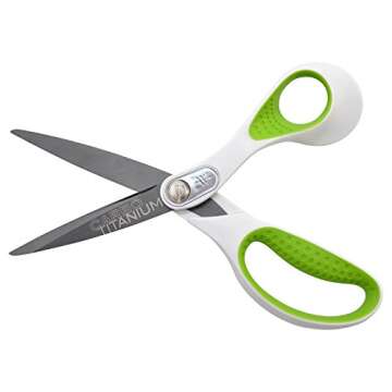 Westcott 16926 8-Inch Heavy-Duty CarboTitanium Scissors For Office and Home, Green/White, 2 Pack