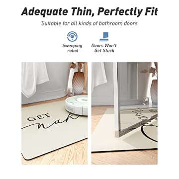 tchdio Bath Mat-Super Absorbent Quick Dry Bath Mats for Bathroom Floor Non Slip-Bathroom Mats with Rubber Backing-Ultra Thin Bathroom Rugs Fit Under Door, 21" x 34", Beige