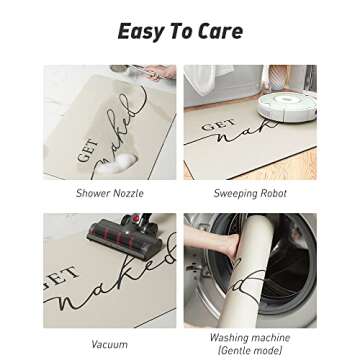 tchdio Bath Mat-Super Absorbent Quick Dry Bath Mats for Bathroom Floor Non Slip-Bathroom Mats with Rubber Backing-Ultra Thin Bathroom Rugs Fit Under Door, 21" x 34", Beige