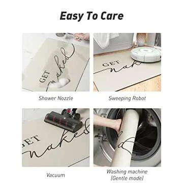 tchdio Bath Mat-Super Absorbent Quick Dry Bath Mats for Bathroom Floor Non Slip-Bathroom Mats with Rubber Backing-Ultra Thin Bathroom Rugs Fit Under Door, 21" x 34", Beige