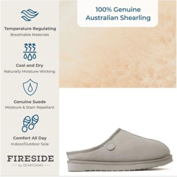 Fireside Men's Shearling Clog Slippers Bone Comfort