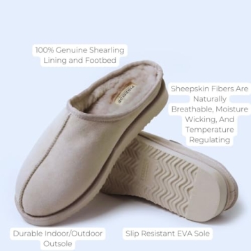 Fireside Men's Shearling Clog Slippers Bone Comfort