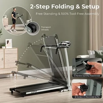 GYMAX Foldable Treadmill for Home Workouts - Easy to Store