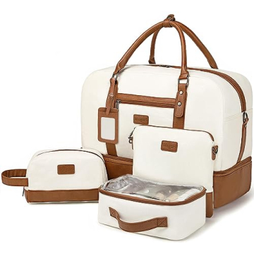 Wogarl 4PCS Weekend Bags for Women | Large Travel Duffel with Shoe Compartment
