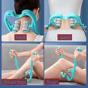 YIQDAQIAN 6 Wheel Dual Pressure Point Cervical Neck Massager Pinpoint Roller Neck Spine Massage Tool Relaxer Handheld Roller Therapy Neck Acupoints Manual Massageador