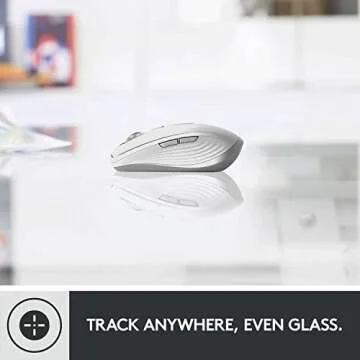 Logitech MX Anywhere 3 Compact Performance Mouse, Wireless, Fast Scroll, Any Surface, Portable, 4000DPI, Customizable Buttons, USB-C Bluetooth - Pale Grey - With Free Adobe Creative Cloud Subscription