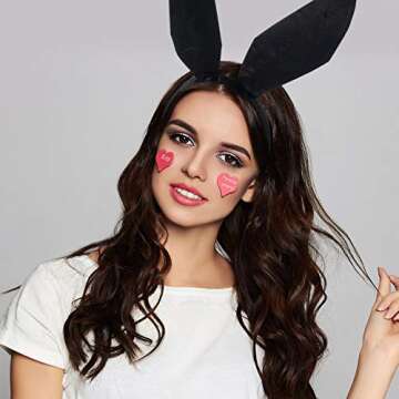 SATINIOR Bunny Costume Set Rabbit Ear Headband Collar Bow Tie Costume Cuffs Rabbit Tail for Easter Party(Black)