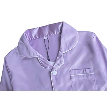 Light Purple Silk Pajamas Set for Kids Ages 2-12