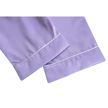 Light Purple Silk Pajamas Set for Kids Ages 2-12