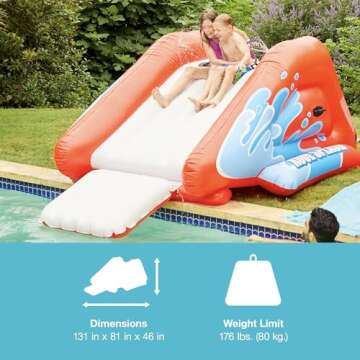 Intex Kool Splash Inflatable Water Slide Play Center for Outdoor Swimming Pool and Backyard with Bui...