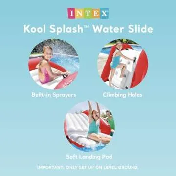 Intex Kool Splash Inflatable Water Slide Play Center for Outdoor Swimming Pool and Backyard with Built in Sprayer, Handles, and Stairs, Red