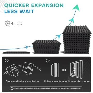 48 Pack Black Acoustic Foam Panels for Sound Proofing