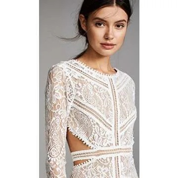 For Love & Lemons Women's Emerie Cutout Dress, White, S