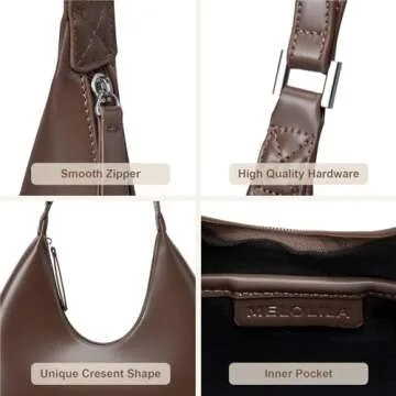 MELOLILA Crescent Bag Modern Hobo Purse for Women