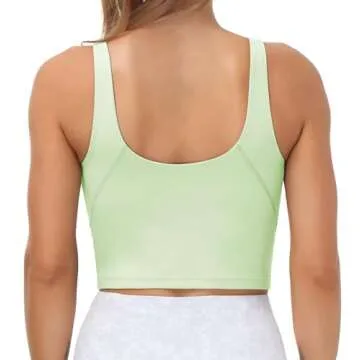 Women’s Longline Sports Bra Wirefree Padded Medium Support Yoga Bras Gym Running Workout Tank Tops(Pale Green, X-Large)