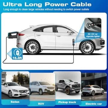 Portable Car Vacuum Cleaner with 16.4ft Cord and Attachments