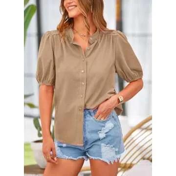 PRETTYGARDEN Women's Summer Cotton Button Down Shirt