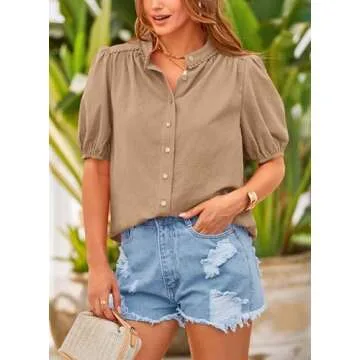 PRETTYGARDEN Women's Summer Cotton Button Down Shirt