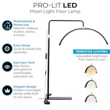 Existing Beauty Lash Light for Eyelash Tech - LED Half Moon Light - Adjustable Brightness Warm to Cool Esthetician Light for Lash Artists - Lash Lamp