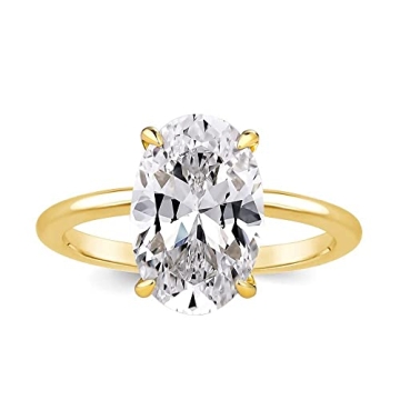 Effinny 3.5 Carat Elongated Oval Cut Engagement Ring - Yellow Gold Plated