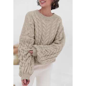 PRETTYGARDEN Women’s Oversized Cable Knit Sweater