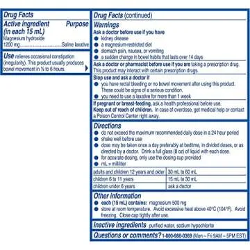 Gentle Overnight Constipation Relief - Phillips' Milk of Magnesia 26 oz (Pack of 3)