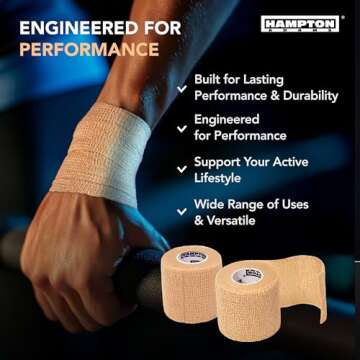 Hampton Adams | As Seen on Shark Tank | Self Adhesive Bandage Wrap (14-Pack) | 15ft | Pet Safe | Breathable Athletic Elastic Cohesive Bandage for Sports Injury Ankle Knee Wrist sprains (Beige)