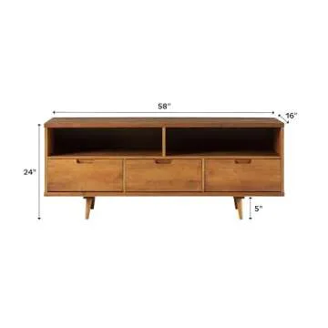 Stylish Walker Edison Mid-Century Wood TV Stand for 65" TVs