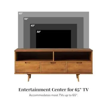 Stylish Walker Edison Mid-Century Wood TV Stand for 65" TVs