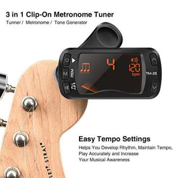 LEKATO Clip On Tuner Metronome Portable for All Instruments