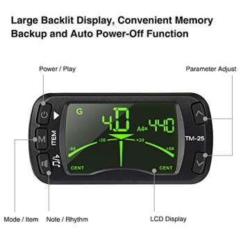 LEKATO Clip On Tuner Metronome Portable for All Instruments