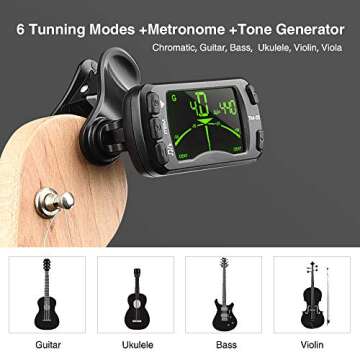 LEKATO Clip On Tuner Metronome Portable for All Instruments