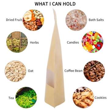 Moretoes 72pcs Kraft Paper Pouches for Food Packaging