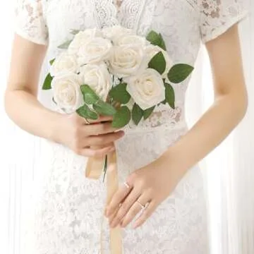 DerBlue 60pcs Artificial Roses Flowers Real Looking Fake Roses Artificial Foam Roses Decoration DIY for Wedding,Arrangements Party Home Decorations