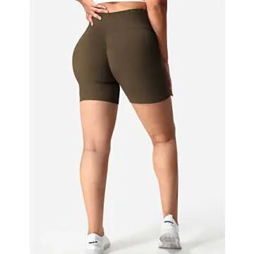 YEOREO Women Intensify Athletic Shorts Seamless Scrunch Workout Shorts High Waisted Active Gym Yoga Shorts Coffee S