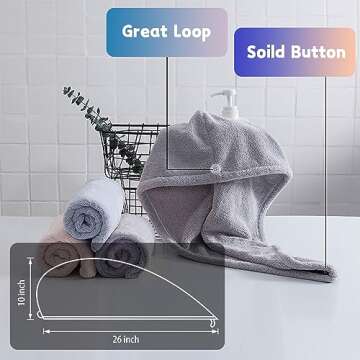 Koolstuffs Microfiber Hair Towel Wrap, 3 Packs Super Absorbent Quick Dry Hair Turbans for Wet Hair, Drying Hair Wrap Towels for Curly Hair Women Anti Frizz