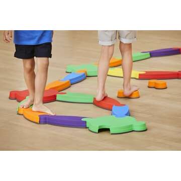 GONGE River Balance Course Set - 7 Elements For Gross Motor Skills Development, Multiple Path Creati...