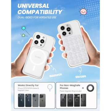Klearlook Magnetic Suction Phone Mount for MagSafe Case, Removable Sticky Phone Grip Holder for Hand...