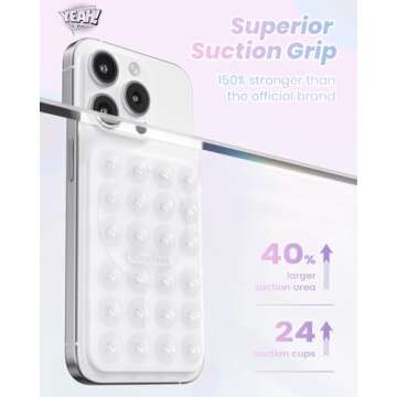 Klearlook Magnetic Suction Phone Mount for MagSafe Case, Removable Sticky Phone Grip Holder for Hands-Free Makeup/Selfie/Live Streaming/Vlog for TikTok & Instagram Influencer/Creator, Transparent