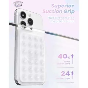 Klearlook Magnetic Suction Phone Mount for MagSafe Case, Removable Sticky Phone Grip Holder for Hands-Free Makeup/Selfie/Live Streaming/Vlog for TikTok & Instagram Influencer/Creator, Transparent