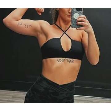 Aoxjox Women's Workout Sports Bras Jamie Deep V Fitness Backless Padded Training Gym Bra Yoga Crop Tank Top (Black, Small)