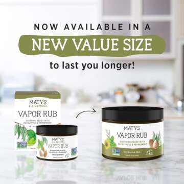 Matys Vapor Rub for Adults & Kids 2 Years Old +, Non-GMO Herbal Chest Rub to Clear Stuffy Noses, Rel...